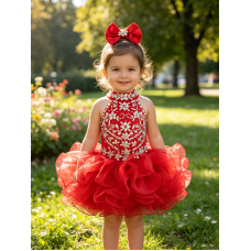 Infant/toddler/baby/children/kids Girl's glitz Pageant evening/prom Dress/clothing G284Red Infant/toddler/baby/children/kids Girl's glitz Pageant evening/prom Dress/clothing G284Red